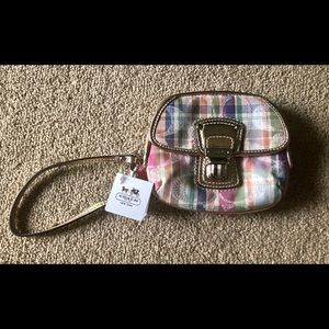 Coach Madras Push Lock Wristlet